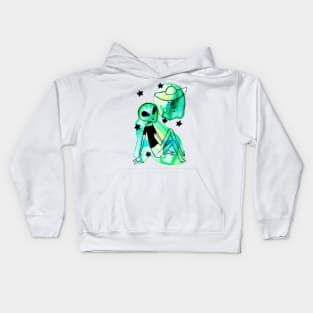 Alien UFO Watercolor Kids Hoodie